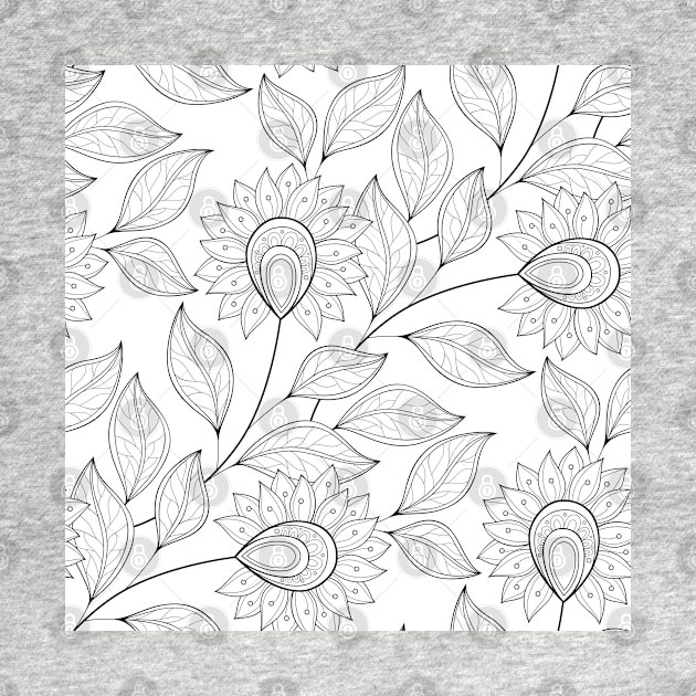 Non Colored Pattern with Floral Motifs by lissantee